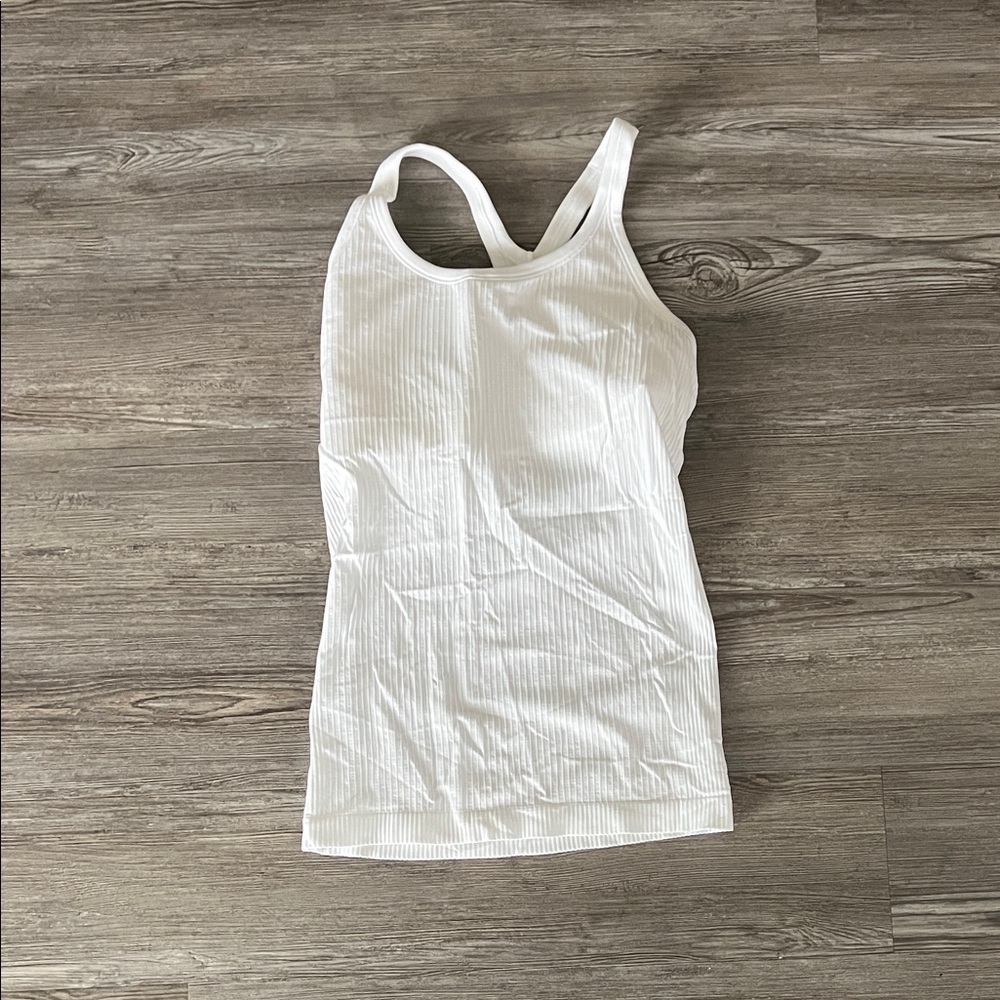 Lululemon Athletica White Ribbed Tank Top